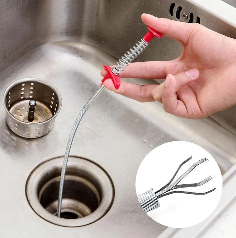 60cm Spring Pipe Dredging Tools Drain Cleaner Plumbers Snake Spring Pipe Unblocker Tool Dredge Tools Sink Sewer Toilet Cleaner