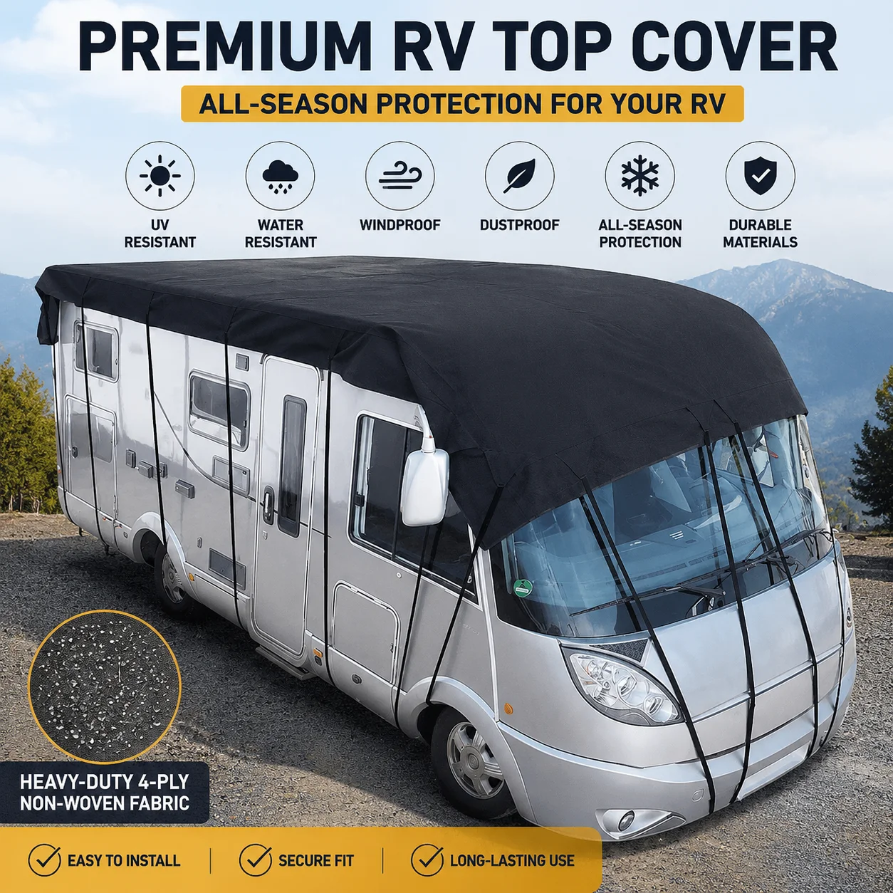 Waterproof RV Roof Covers 210D Oxford Cloth RV Covers 6.5x3 M RV Sun Protection Car Covers Caravan Roof Rooftop Tarpaulin
