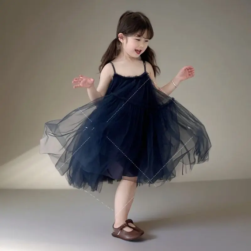 Girls Princess Summer Dress 2026 New Baby Foreign Suspender Mesh Dress Skirt Suspender Skirt
