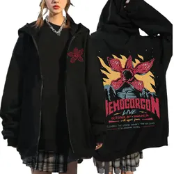 Eddie Munson The Demogorgon Zipper Hoodie Men Women Cannibal Flower Monster Print Cardigan Hooded Sweatshirt Harajuku Streetwear