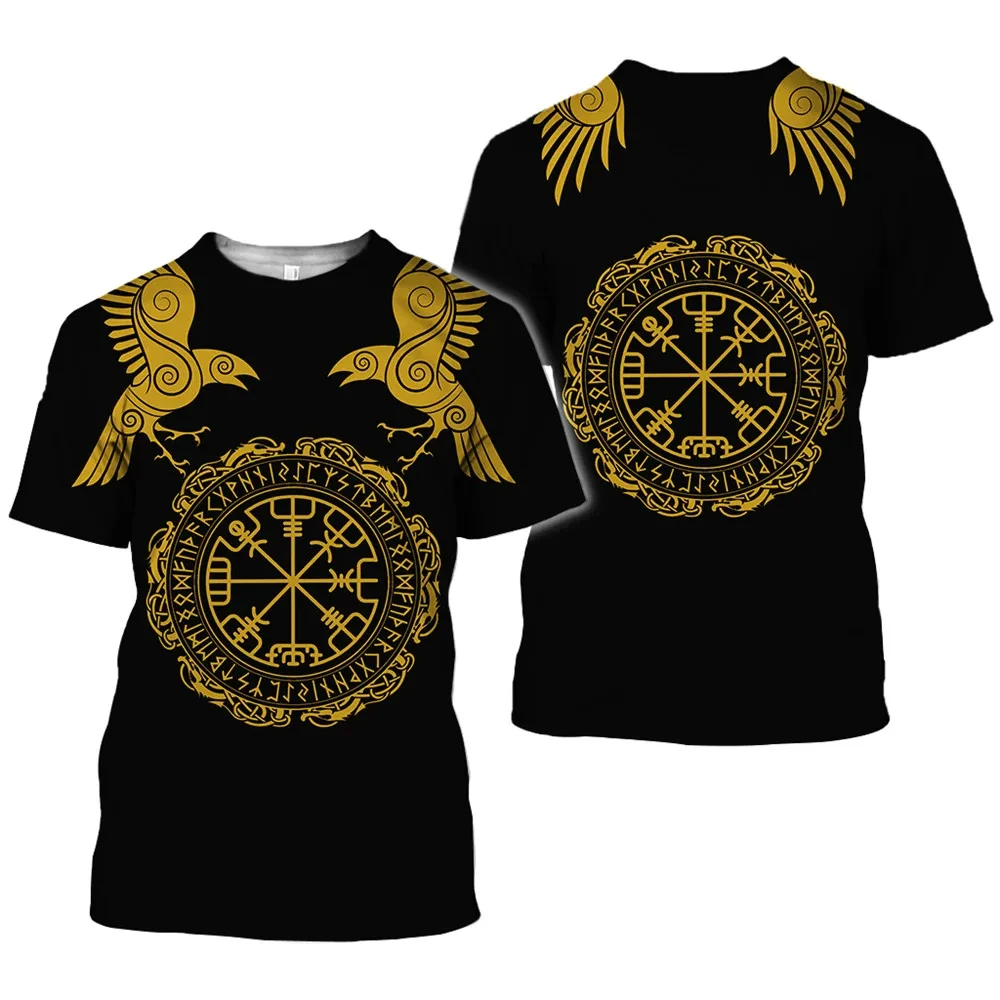 Viking symbol T Shirt 3D Print Men Women Short sleeve Tshirts Hip Hop streetwear O-neck Vintage T-shirt Unisex clothing