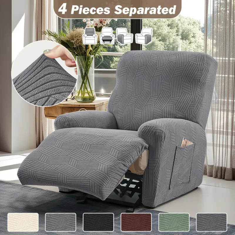 1-Sitzer Split-Relaxsessel-Bezüge, Jacquard Elastischer Sesselbezug, Einfarbiger Relaxsofa-Bezug, Möbel-Staubschutzhülle