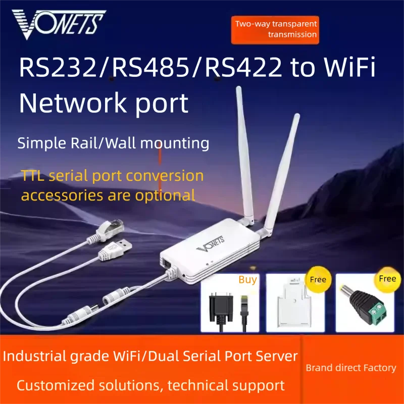 VONETS WiFi Serial Server VAP11S-232 UART TTL Level Converter RS232 RS485 RS422 to RJ45 Network Port WiFi Bridge Router UDP TCP