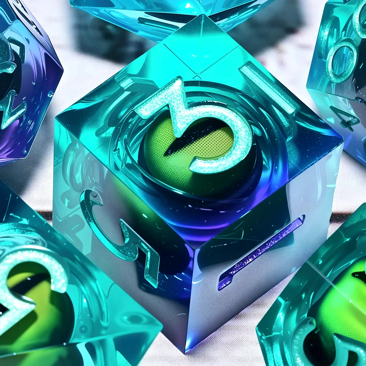 

7-Piece Set DND Resin Dice for Dungeons And Dragons DND 5e RPG Board Game Tabletop Role Playing Dice Gift for Birthday