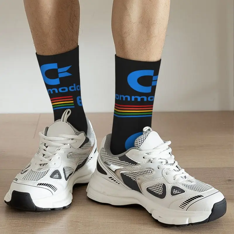 Custom Cool Commodore 64 C64 Sid Amiga Retro 8 Bit Dress Socks for Men Women Warm Fashion Novelty Geek Nerd Crew Socks