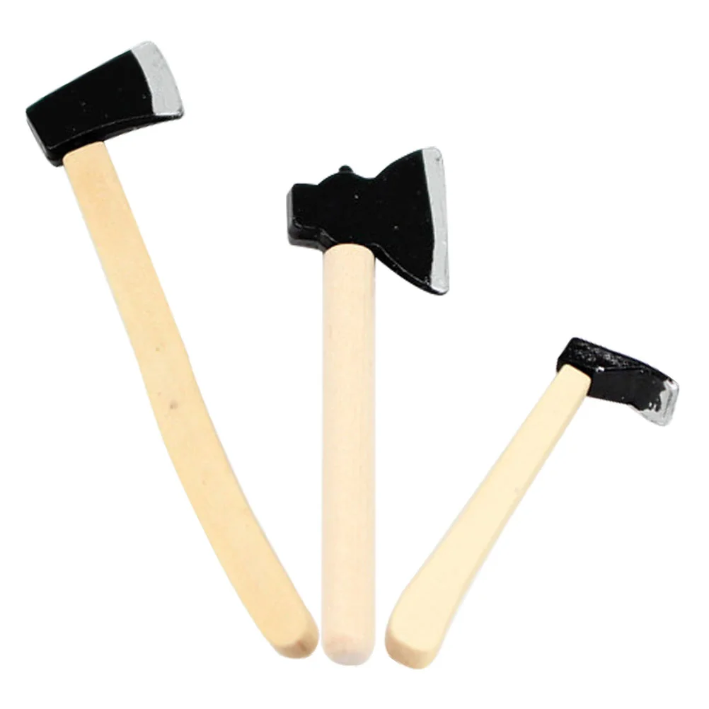 

3 Pcs House Model Mini Accessories Toy Room Tiny Accessory Wood Miniature Farm Tool