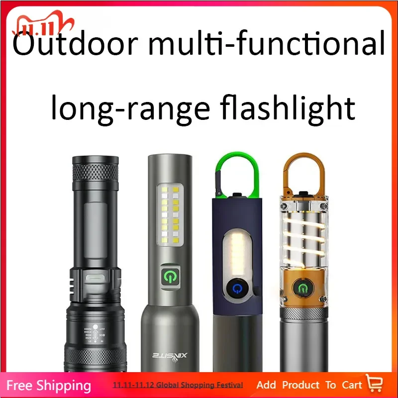 

Cross-Border New Strong Light Flashlight Outdoor Multi-Functional Long-Range Lighting Flashlight White Laser Working Side Light