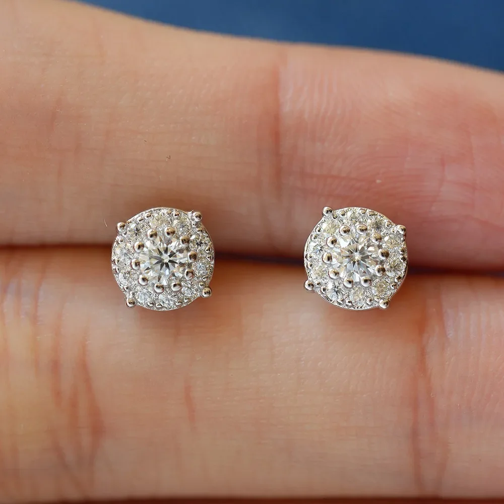 Lumira Platinum PT950 Sparkling Moissanite Screw-style Stud Earrings Hip-Hop Round Hoop Earrings Unisex Ear Jewelry