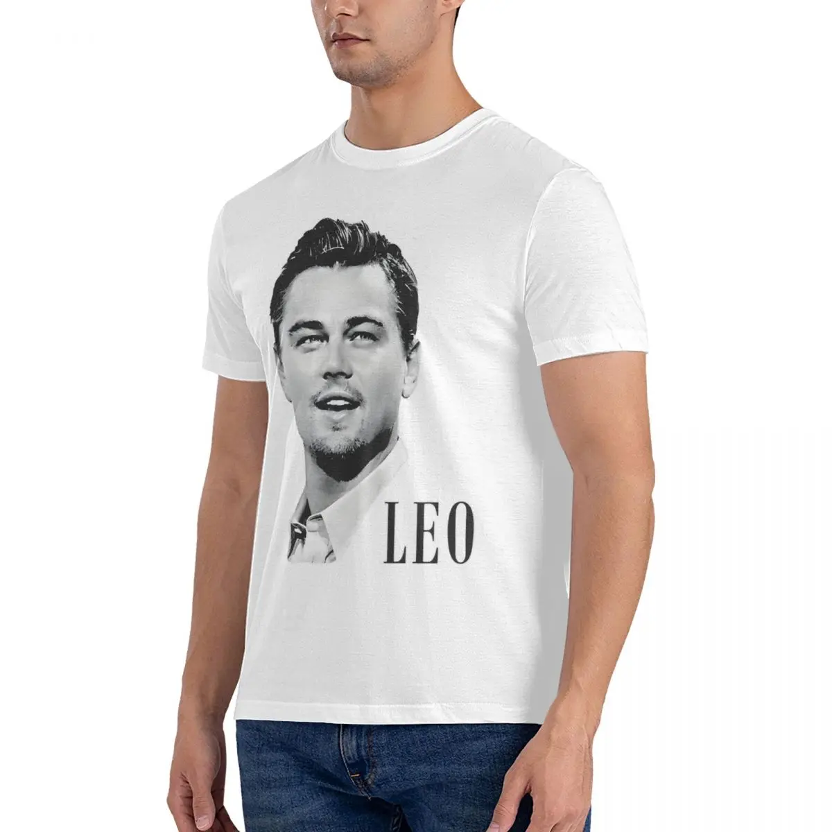 Star T Shirt Men Pure Cotton Casual T-Shirts Crew Neck Leonardo DiCaprio Tee Shirt Short Sleeve Clothes 4XL 5XL