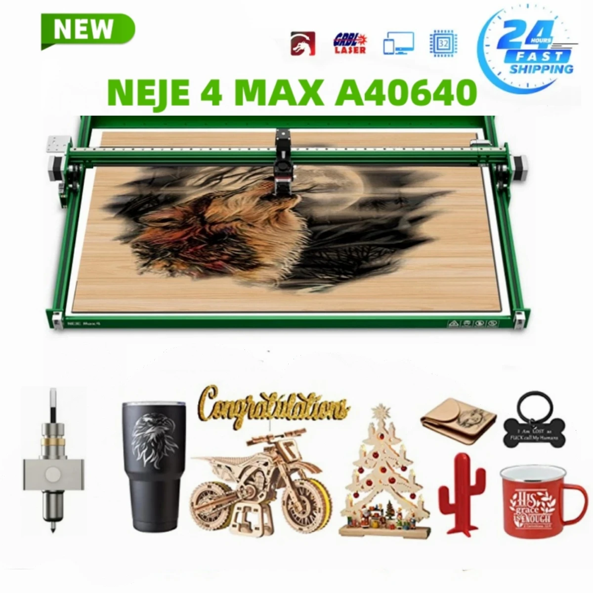 

NEJE 4 MAX A40640 80W CNC Laser Engraver 4-Axis Laser Cutter Metal Engraving 3D Printer Wood Cutting Tools With Auto Air Assist