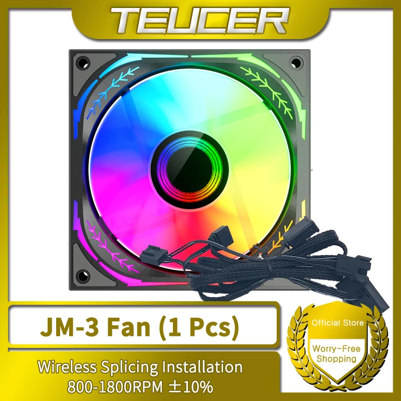 TEUCER-ventilador de refrigeración piezas PC, dispositivo ARGB con ciclo de espejo, efecto de luz, 800-1800RPM, Compatible con radiador de refrigeración por agua de 360mm, 1 JM-3