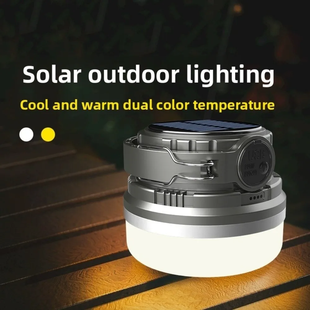 

With Hook Solar Camping Lantern LED USB Rechargeable Tent Portable Lamp Waterproof Strong Brightness Emergency Light Travel