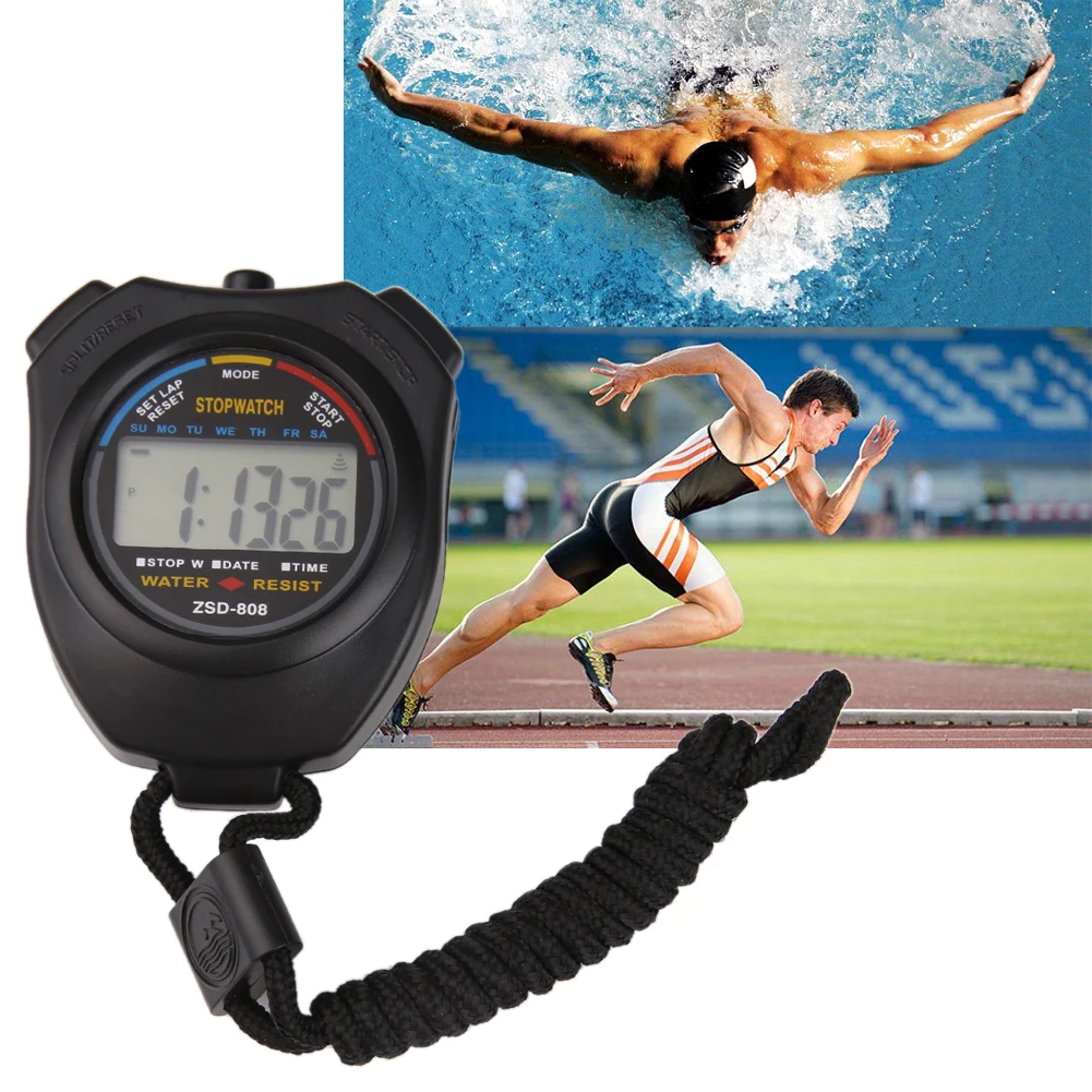 Sports Stopwatch Timer Electronic Handheld Sports Stopwatch Multifunctional Lightweight Portable Practical Convenient with Strap