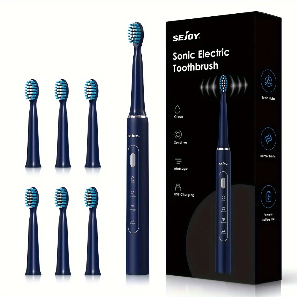 

Sejoy Electric Toothbrush 3 Cleaning Modes for Dental Care Smart Timer, Rechargeable Sonic Toothbrush Gift for Man/Women