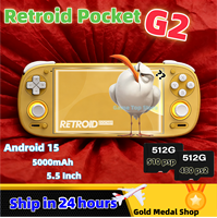 Retroid Pocket G2 Retro Video Game Consoles Android 15 Handheld Game Console RP G2 8+128G 5.5 Inch RP5 Screen 512G PS2 Gift