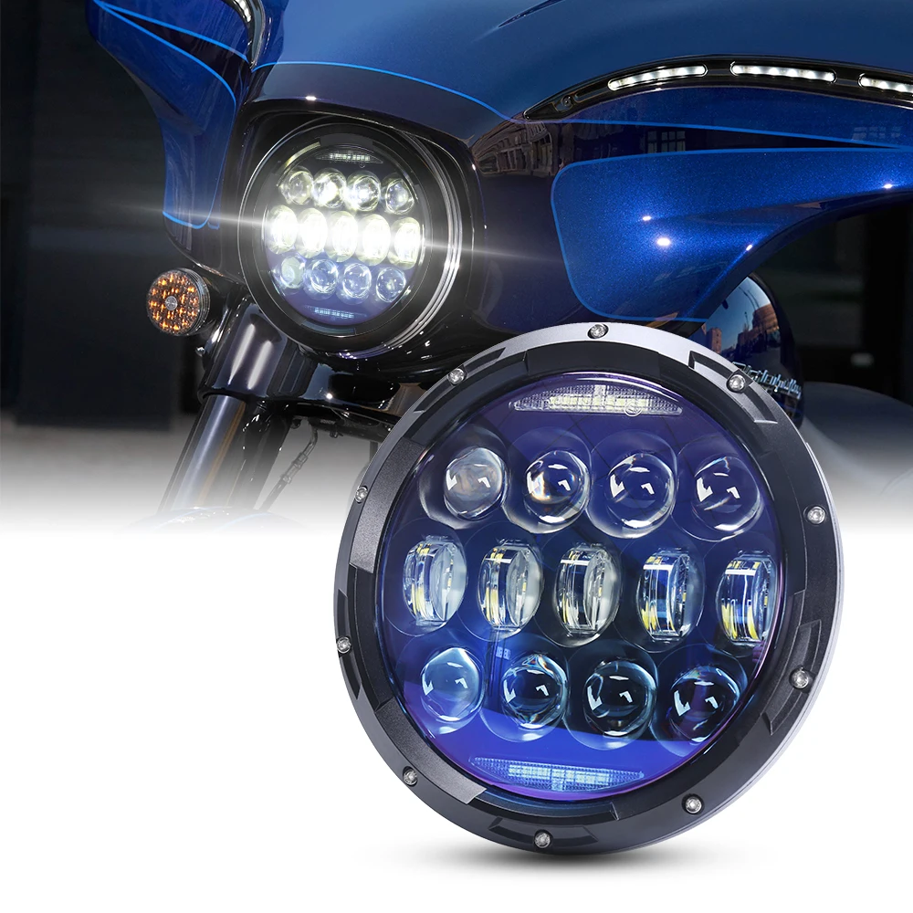 

7" Inch H4 LED moto Headlight For Harley Softail Slim Fat Boy 7inch Halo DRL Turning Led Motorcycle Headlamp For Harley Touring