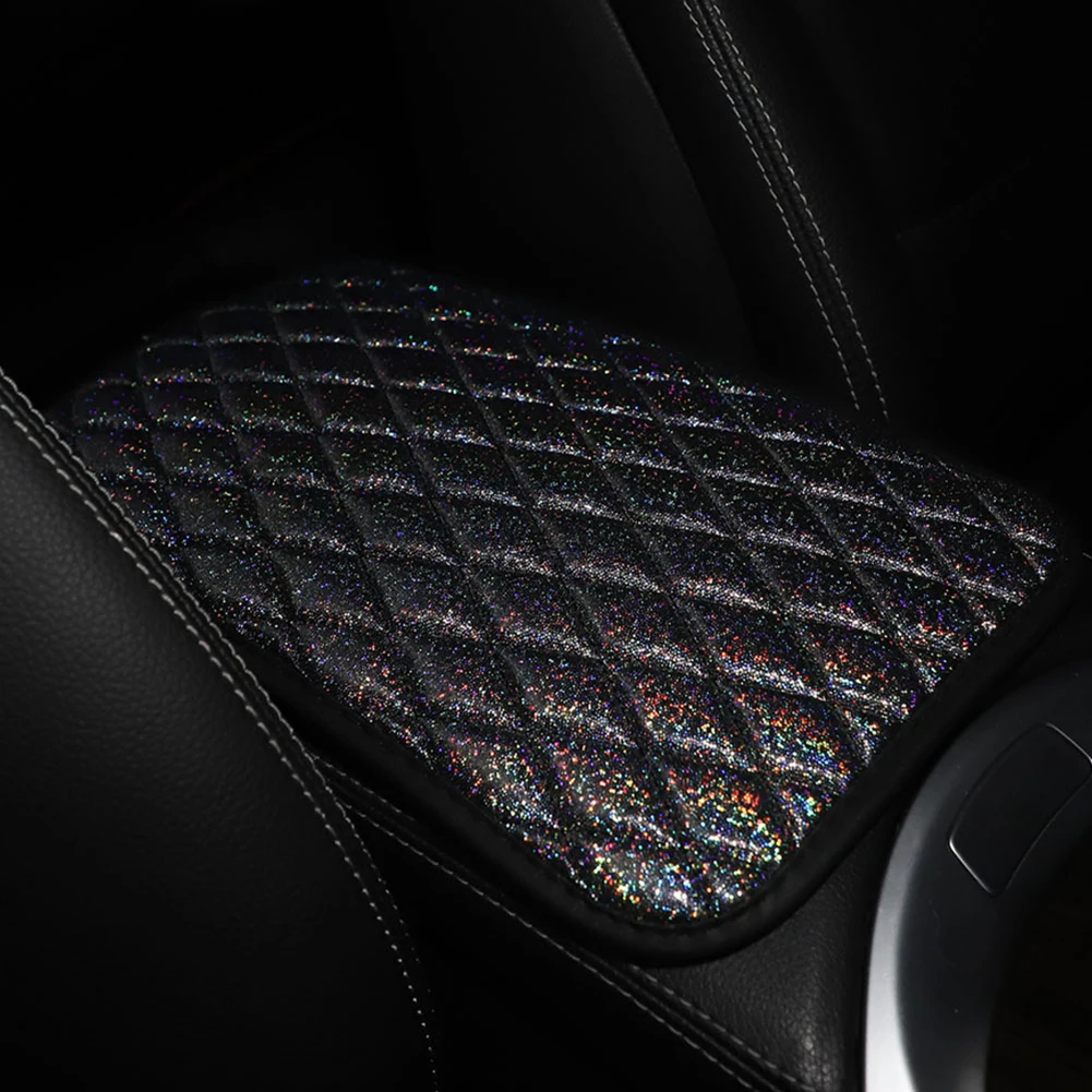 High Protection PU Leather Glitter Bling Armrest Pad Cover Ensures Soft Touch & Enhances Luxury Suitable for Most Car Models