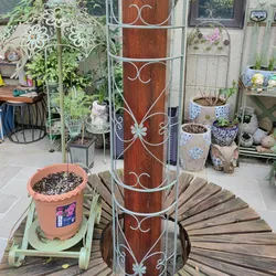 Semi Round Garden Trellis for Climbing Plant Outdoor Metal Fence Panel for Pillar and Corner Garden Flowers Vines Roses Clematis