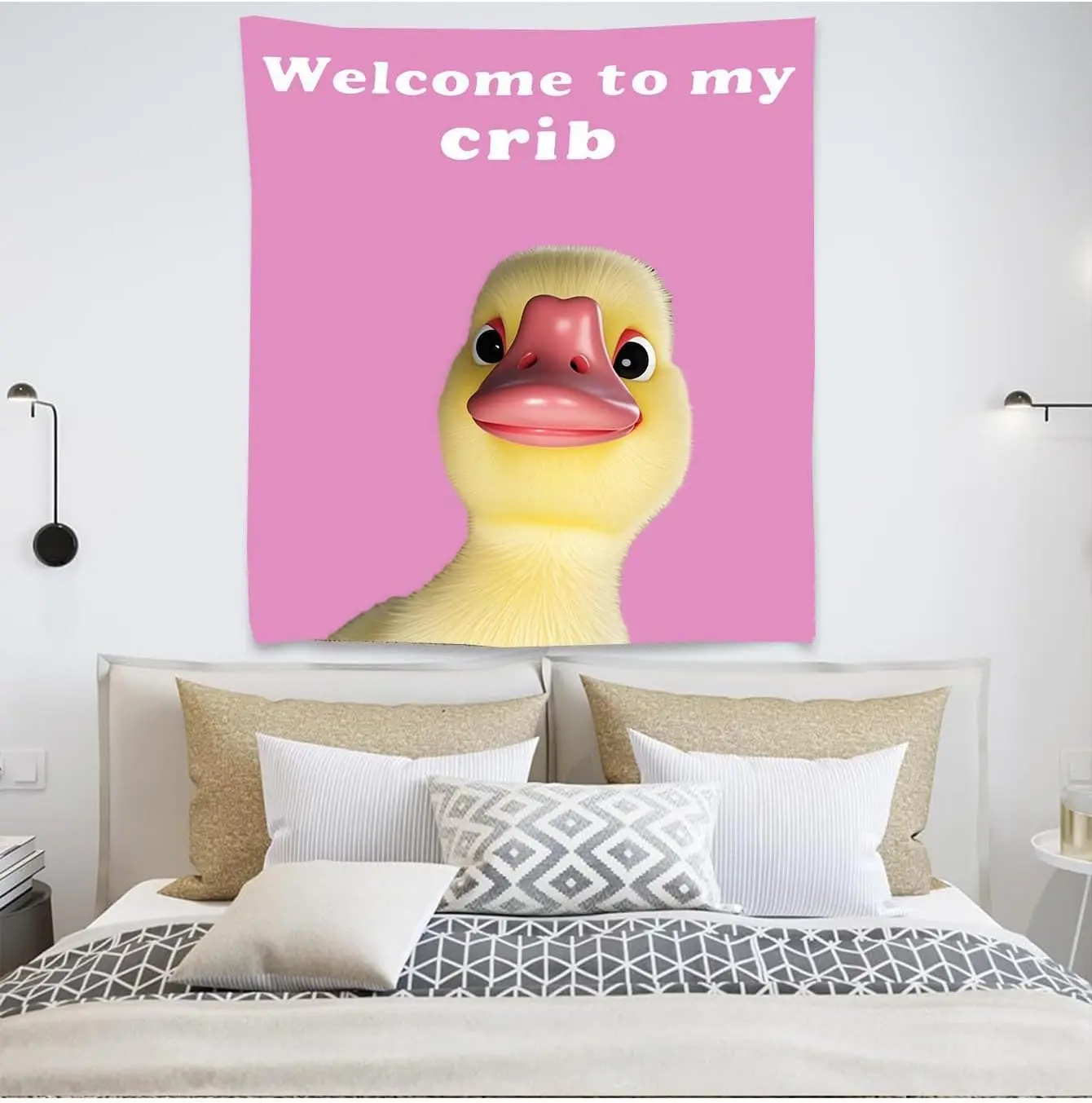 Welcome to My Crib Room Decor Funny Duck Tapestry for Room Durable Man Cave Wall Hanging for College Dorm Room Decor