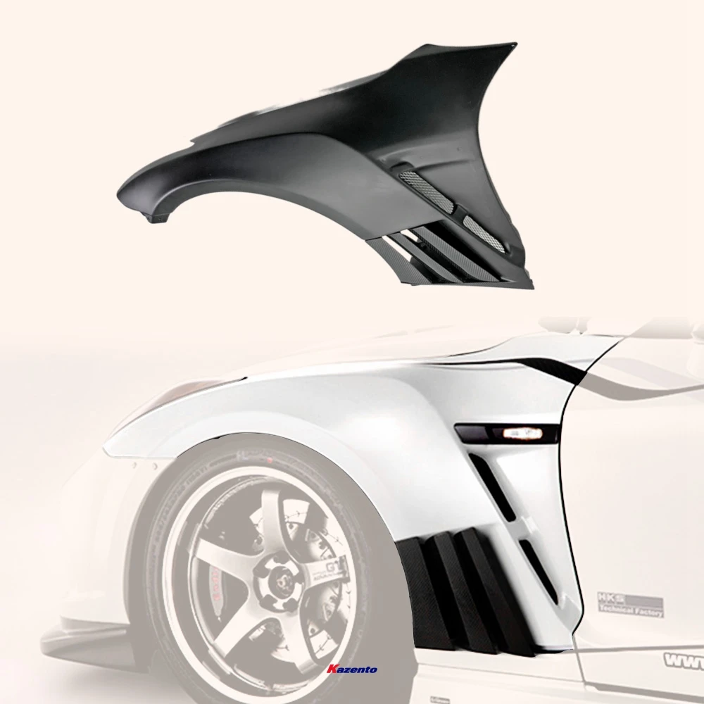 

For Nissan Gtr R35 2013 Ver Vrs Style Frp Front Fender With Carbon Louver Fin (Inc 6 Fins,Side Maker Use F51 Fuga)