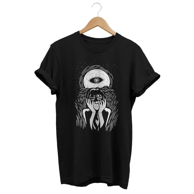 

Horror Night Shirt, Grunge Clothes, Alternative Clothing, Goth T-shirt, Gothic Outfit, Edgy Fashion, E-Girl Top, E-boy Apparel