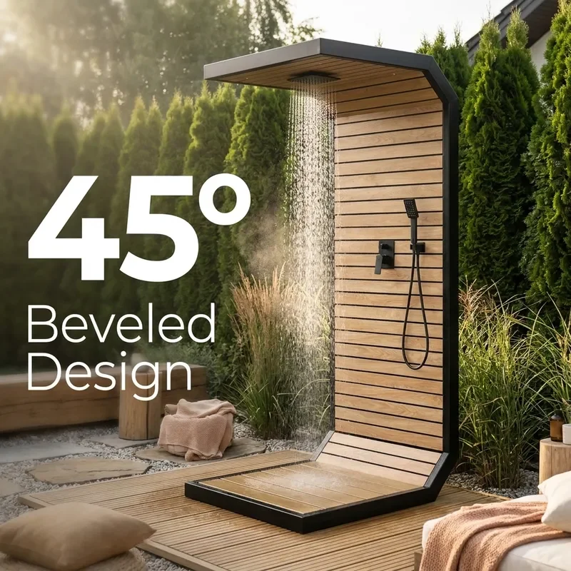 Freestanding Stainless Steel Outdoor Pool Shower with Wooden Panel for VIRPOL RL-SRS US Plug