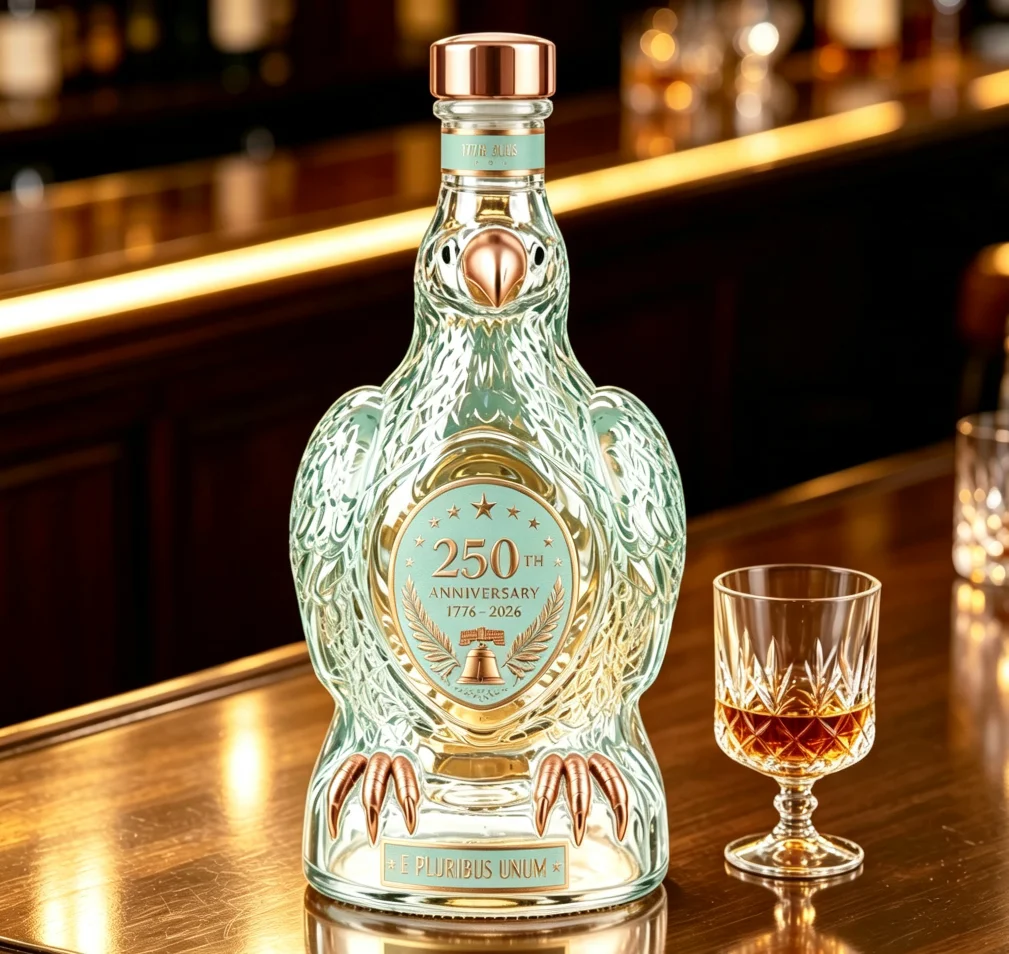250th Anniversary Eagle Shaped Glass Liquor Decanter Unique Bird Whiskey Bottle Luxury Bar Table Display Gift for Dad And Husban