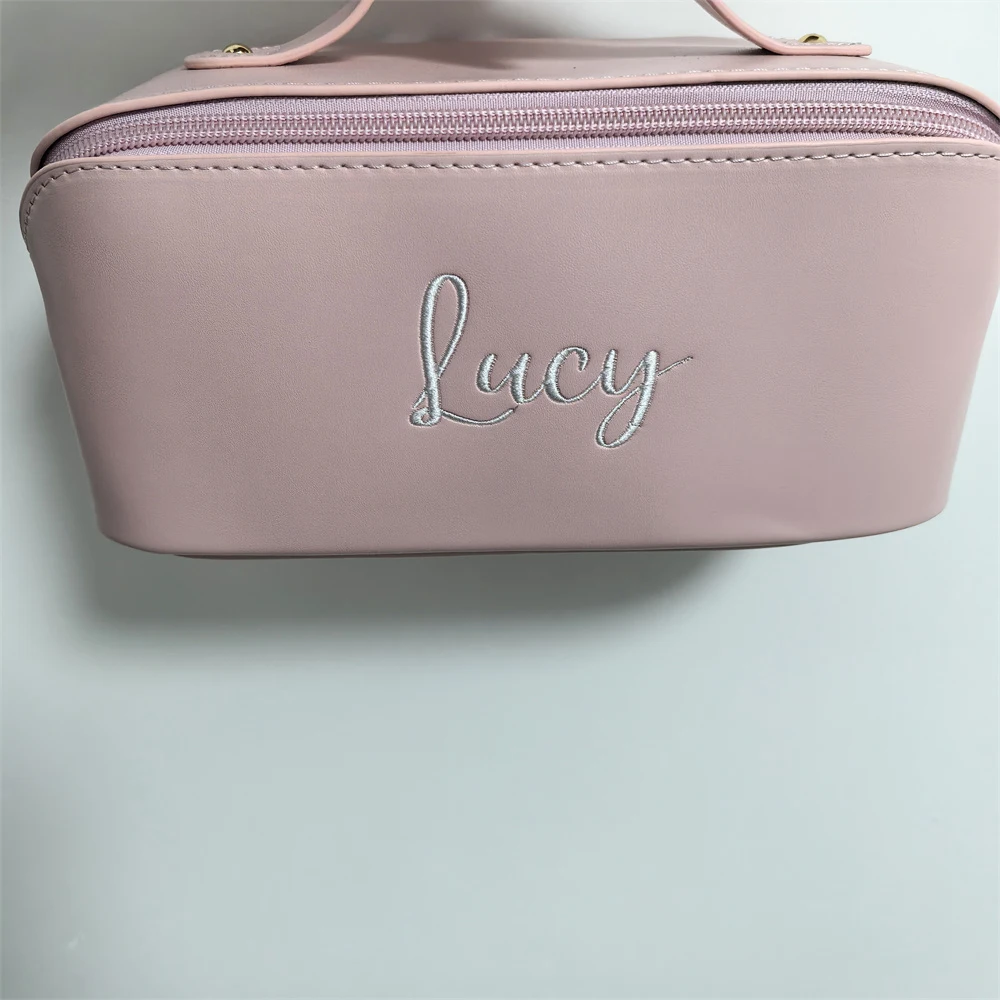 

Personalized Embroidery Women's PU Makeup Bag High-quality Girl's Travel Cosmetic Bags Makeup Bag Custom Name Gift Toiletry Bags