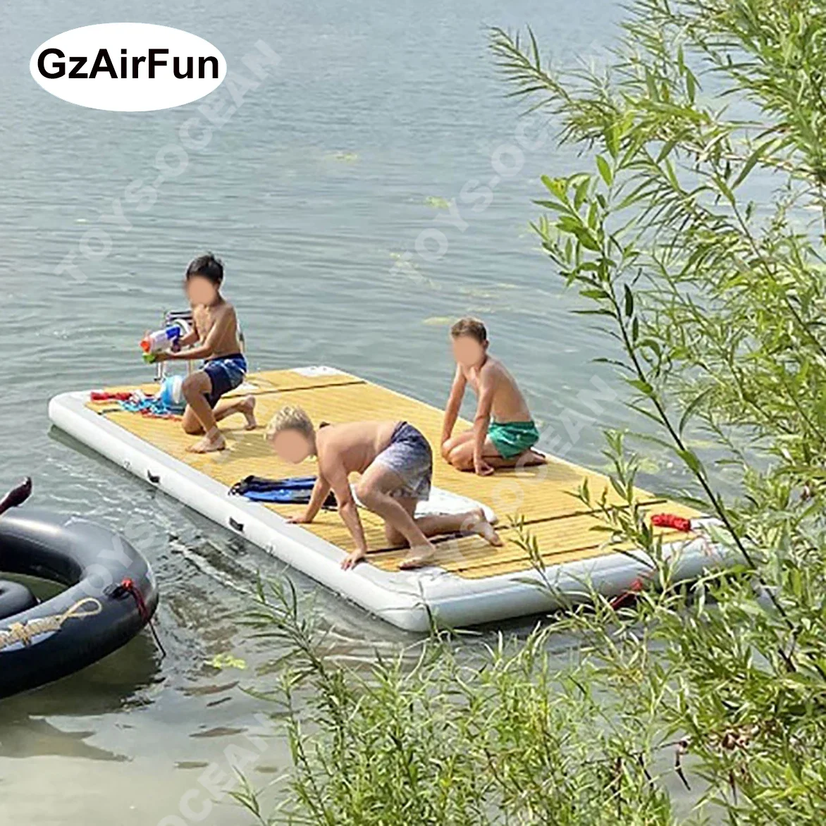 

Drop Stitch PVC Teak Foam Inflatable Swim Platform Floating Dock