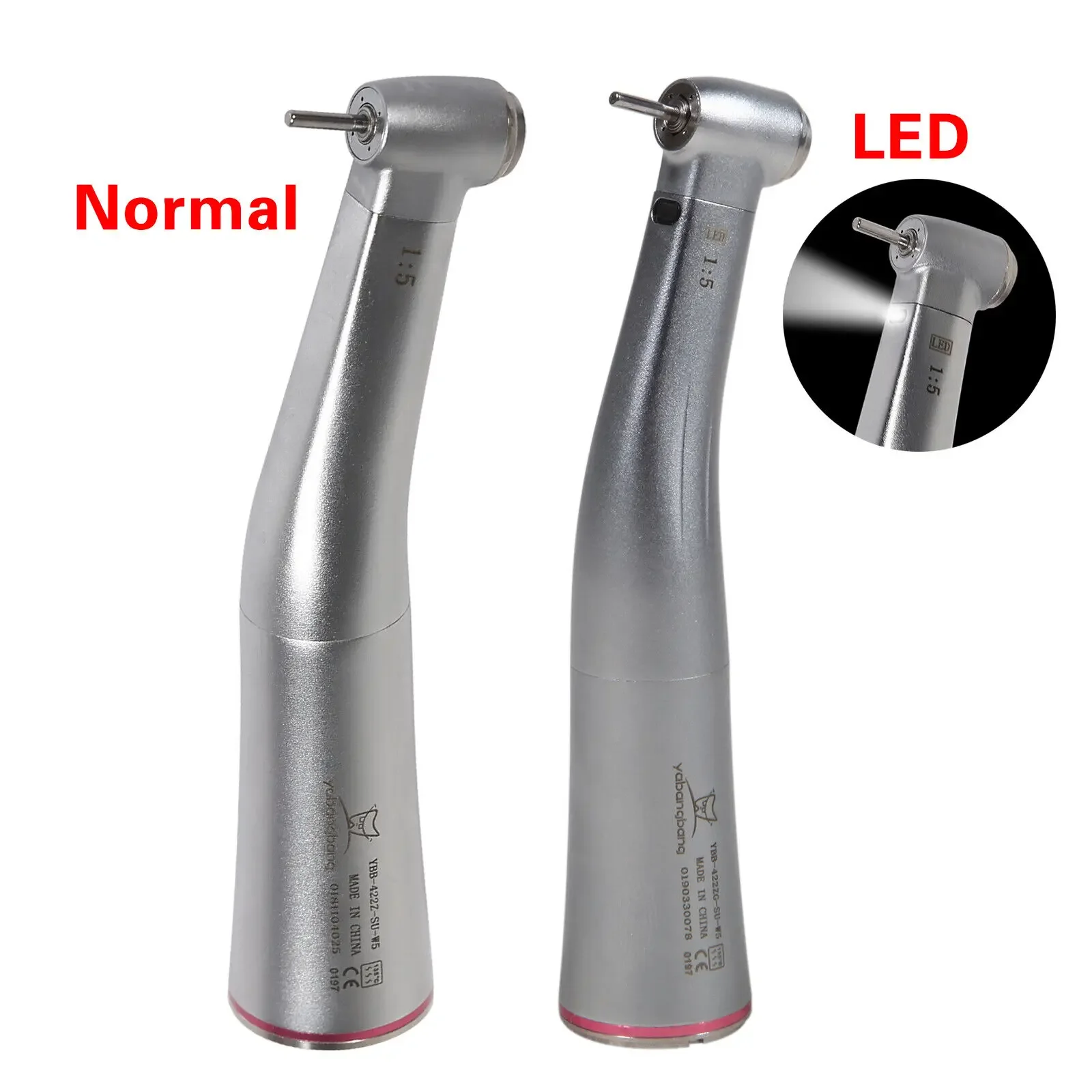 Dental 1:5 Fiber Optic LED/No Led Contra Angle Increasing Handpiece Red Ring Fit NSK Ti-MAX X95L