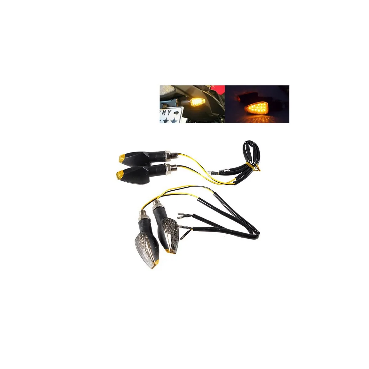 

4 Pieces Motorcycle Indicators Flowing Turn Signal Lights 14 LED 12V Motorbike LED Indicator Blinker Amber Lamp