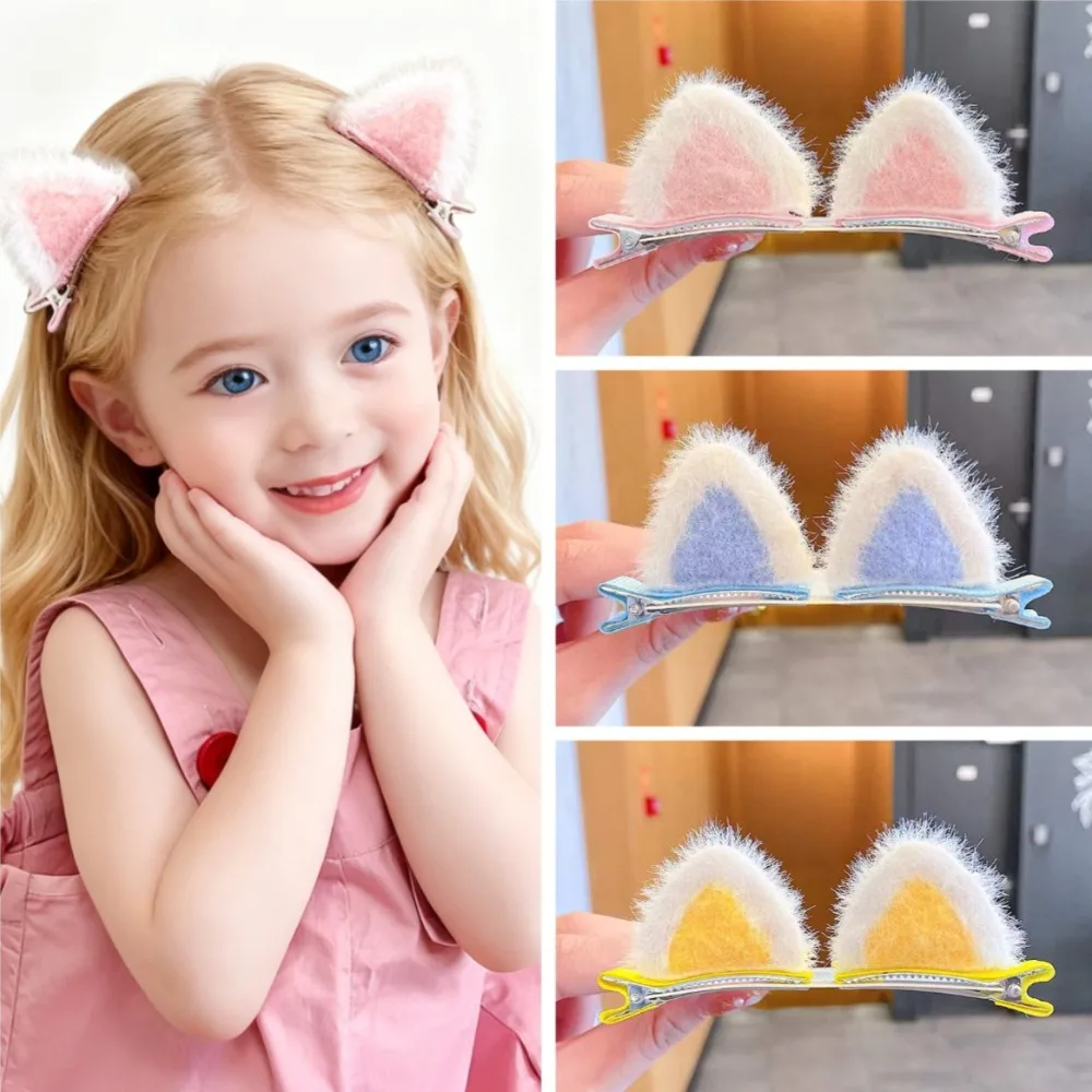 

2PCS Hair Clip Cat Ear Children Headwear Lovely Hairpins Kids Hair Accessories Sweet Barrettes Girls Photography Accessories