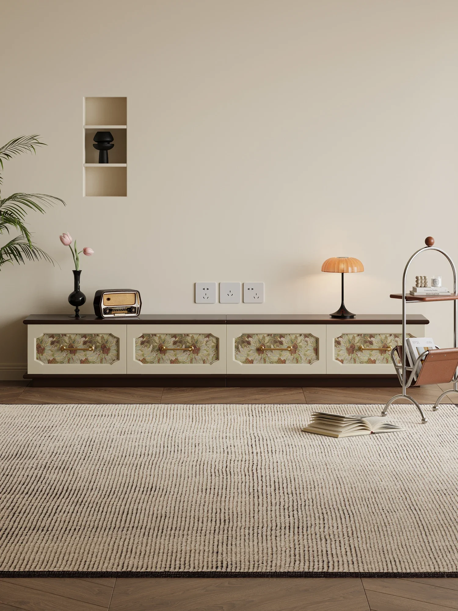 Lemari TV Pola Seni Desainer Rumah Tangga Ruang Tamu Rak Dinding