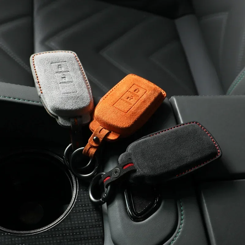 

Car Key Case Cover Shell Fob for Mitsubishi L200 ASX Outlander Eclipse Cross Pajero Sport Lancer for Mitsubishi Suede Keyring