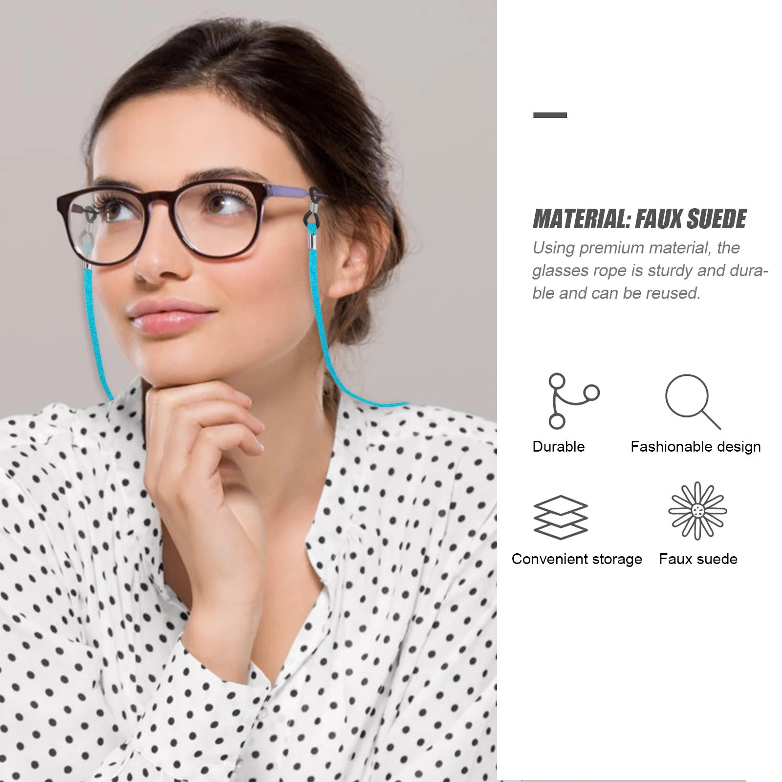 

6pcs Glasses Lanyard Eyeglasses Holder Strap Suede Adjustable Lightweight Portable Daily Use Anti Lost Protective