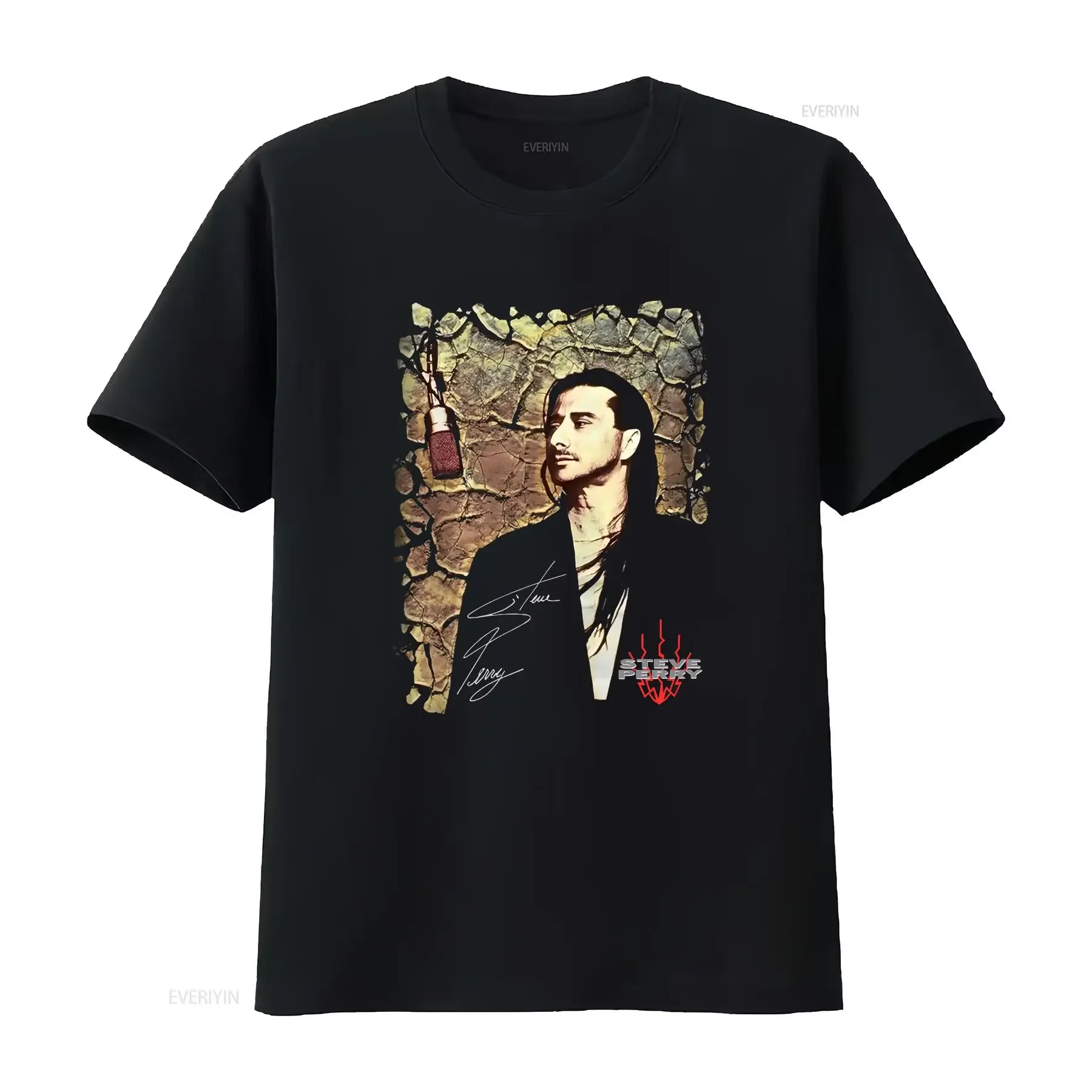 Steve Perry Singer Cotton Black  S 2345XL T Shirt vintage Washed Stretched Comfortable Soft Casual graphic designer clothes