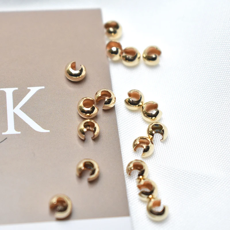 100% 14K Goldfilled Endperlen Gold-Crimp-Cover Schmuckherstellung Handgemachtes DIY-Zubehör Gold-Schmuckzubehör Rocailles – Detail 16