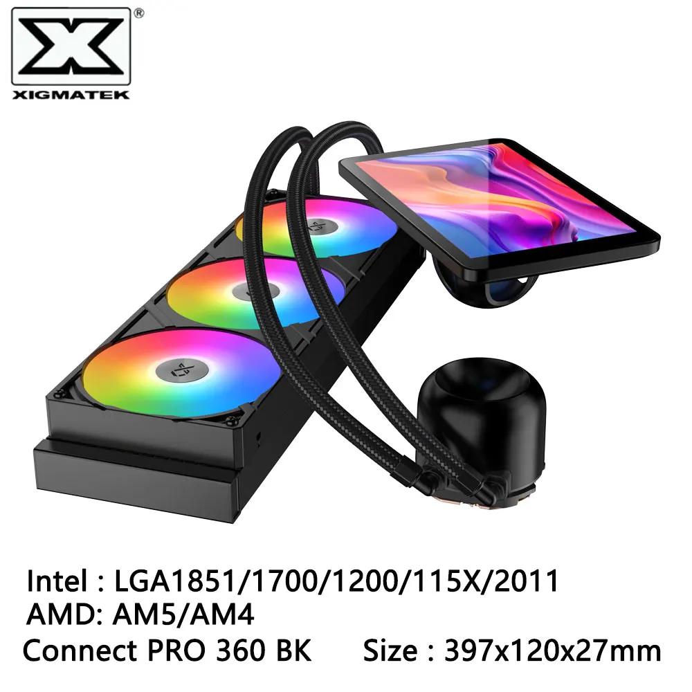 

XIGMATEK Connect PRO 360 ARGB All-in-one water cold radiator,7-inch LCD screen/magnetic detachable/Supports LGA1851/1700/AM5/AM4