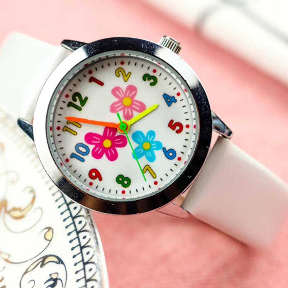 Cartoon Digital Watch Purple Flower Pattern Kids Quartz Watch Comfortable Strap For Children Birthday Gift Creative Student