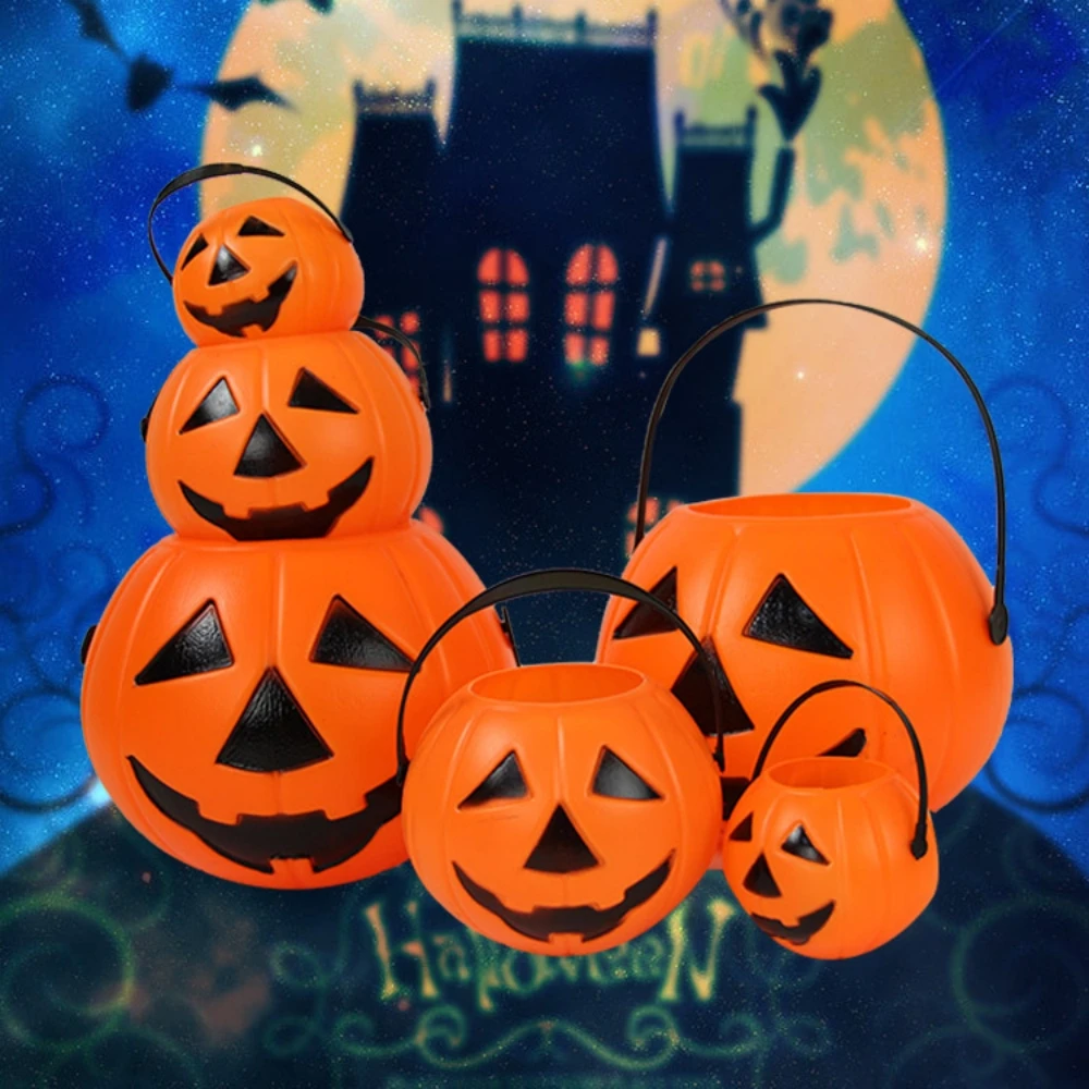 Cubo de calabaza para Halloween, broma de Halloween, regalo de carnaval, relleno de dulces, accesorios de decoración para el hogar, Bar, espectáculo de guardería, 2/3/5 Uds.