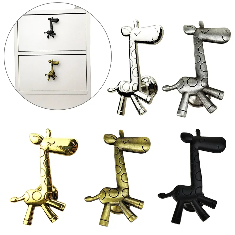 1PCS Giraffe Shape Zinc Alloy Furniture Handle Door Cabinets Knobs Pulls Building Hardware Countertops Home For Children