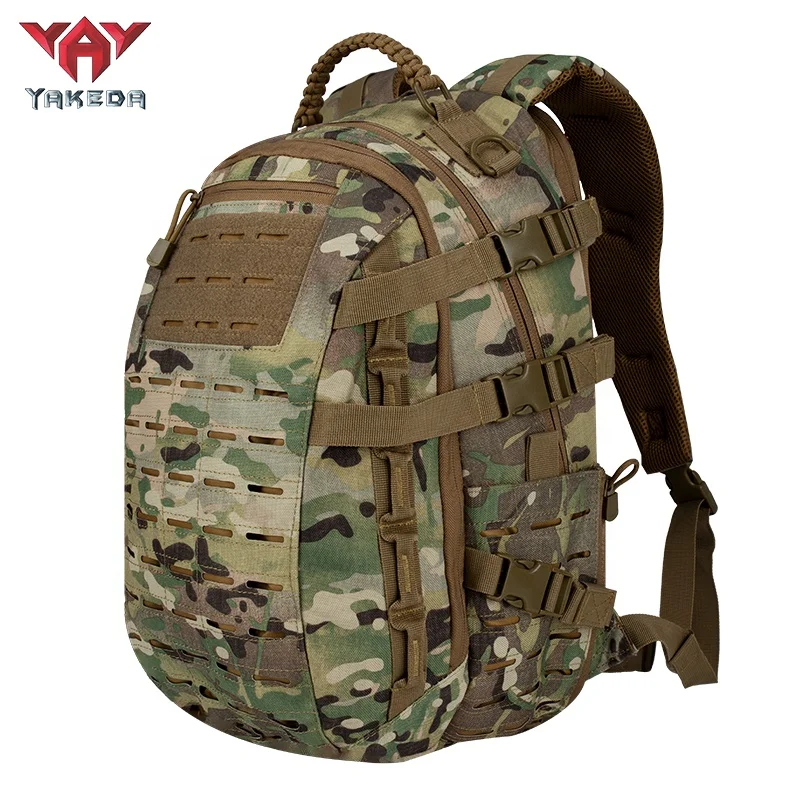 YAKEDA 45L Molle Waterproof Tactical Backpack CP Mochila Tactico Laser Cutting Hiking Rucksack Softback Assault Computer