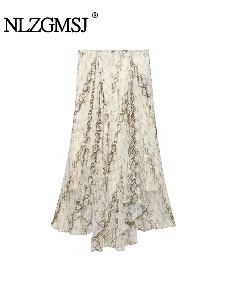 

Летняя юбка 2022, женская широкая распашная юбка со змеиным принтом, женская новая мода, элегантные длинные юбки для женщин, вечерние юбки