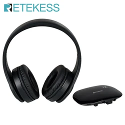 Retekess TA005 Wireless Headset Foldable Stereo TV Headphone Signal 30m Range Mute Key 2 Channel Switch Rechargable For TV Game