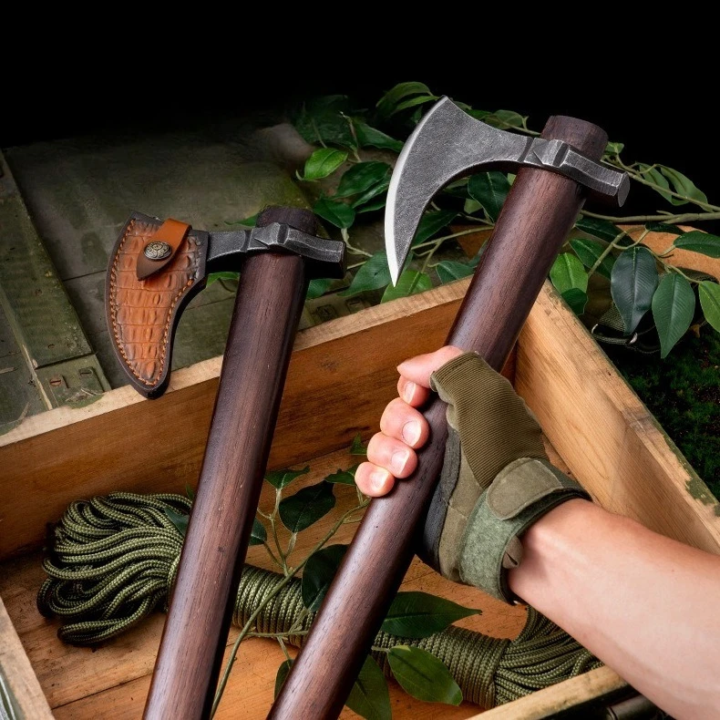 

Hand Crafted Multifunctional Camping Axe Tactical Outdoor Survival Axe Mountain Cutting and Logging Axe
