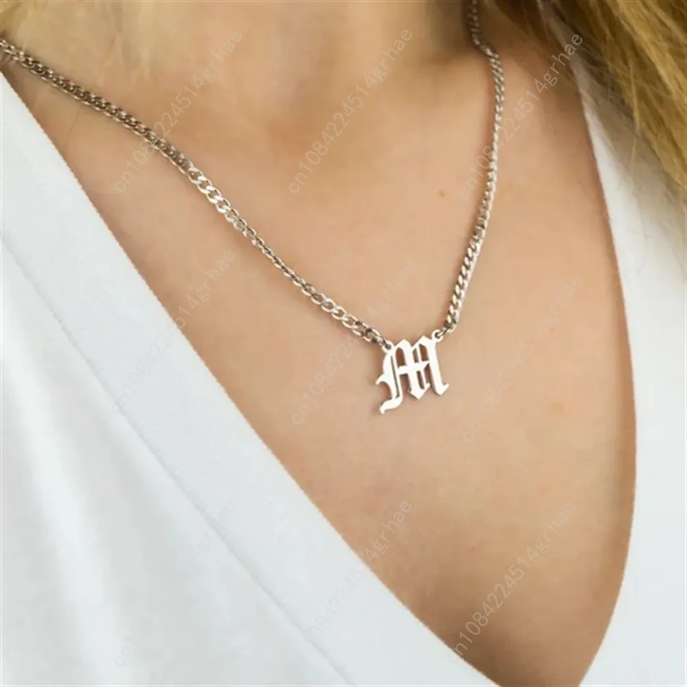 Custom Initials Necklace, Gold - Plated Personalized Pendant, Stainless Steel Chain, Trendy Letter Jewelry for Women, Ideal Gift