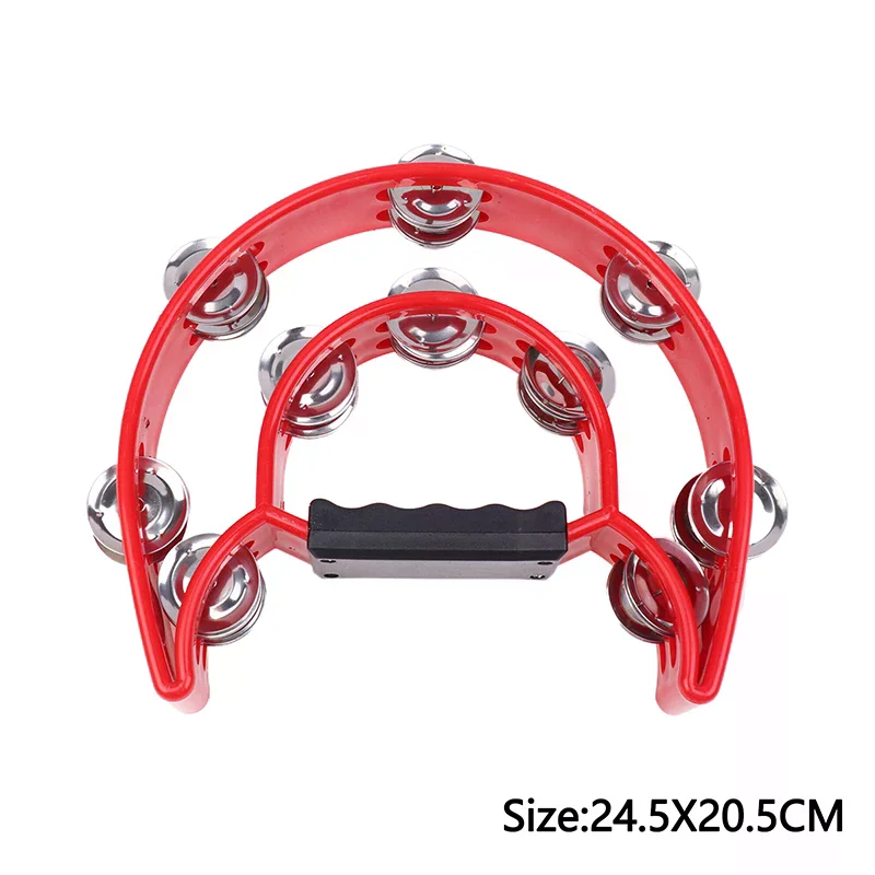 Campana a mano Doppia fila Sonaglio Orff Tamburello Doppio strato Campana a mano Tamburo Strumento a percussione Maniglia Jingle Bell Giocattolo educativo