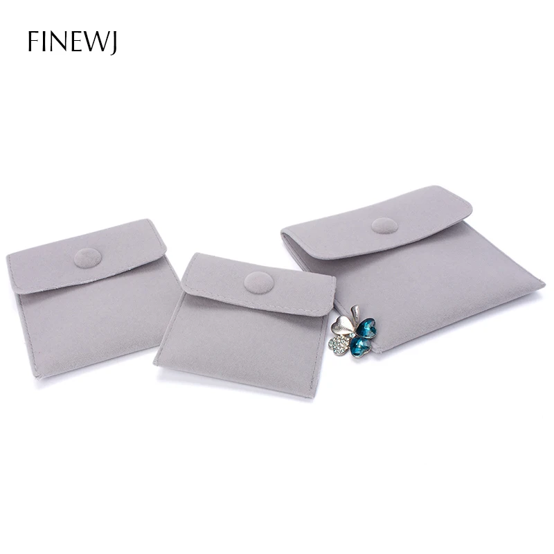 Luxury Velvet Gift Jewelry Pouch for Ring Necklace Earring Bracelet Packaging Wholesale Envelope Storage Bag with Snap Organizer