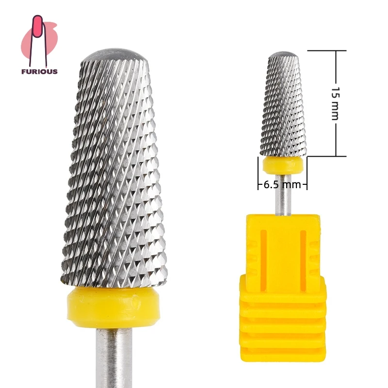 Veiligheid Tapered Tungsten Carbide Nail Boor Afgeronde Top Manicure Hoofd Twee-weg Draaien voor Elektrische Boormachines Nagels Accessoires