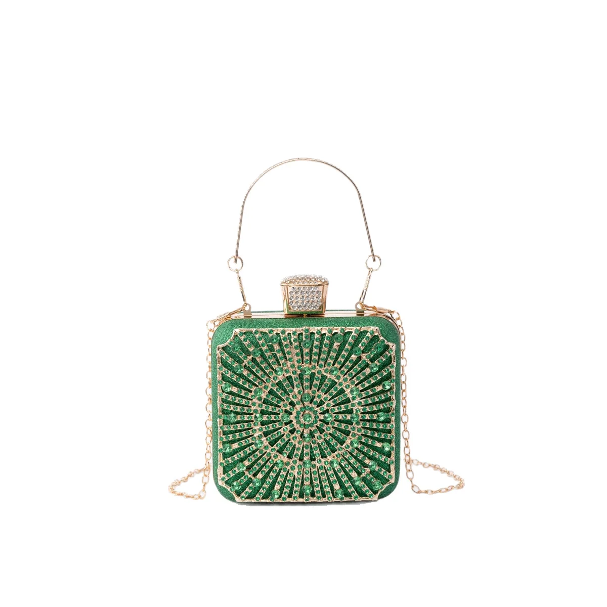 Clutch Bag Niche Diamond-Encrusted Dinner Bag Wedding Party Full Diamond Cheongsam Small Square Box Banquet Women's Bag view 5